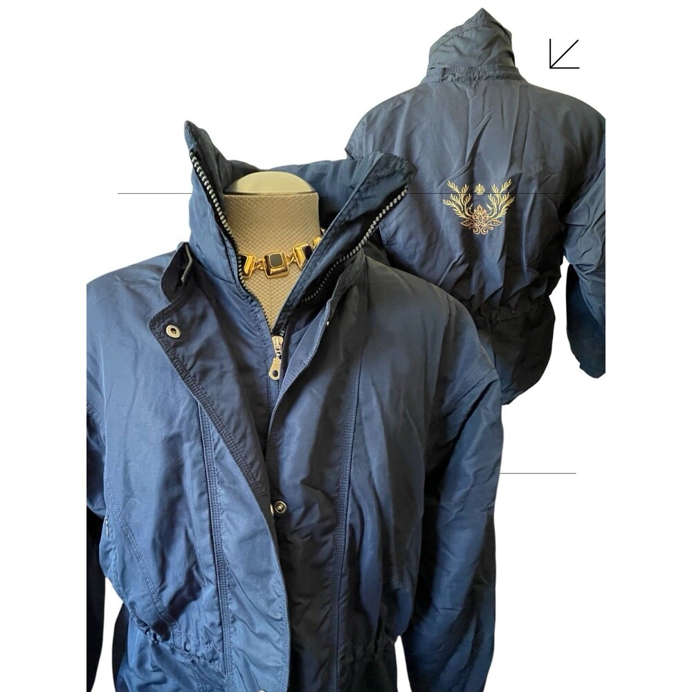 Metropolis Women's Size 14 Winter Parka Coat Jacket Blue Quilted Full Zip Logo